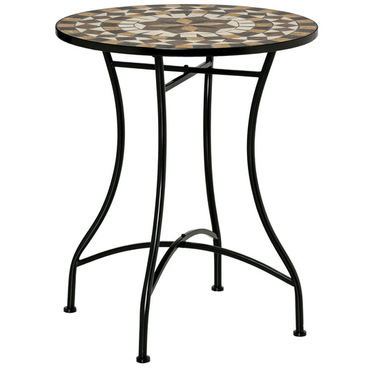 60cm Mosaic Round Bistro Table Outdoor Garden Side Table, Grey