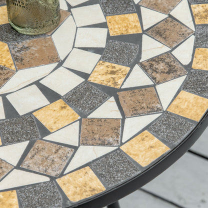 60cm Mosaic Round Bistro Table Outdoor Garden Side Table, Grey