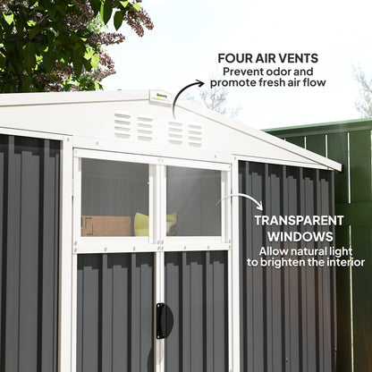 8 x 4 ft Garden Storage Shed, Outdoor Metal Shed, Dark Grey