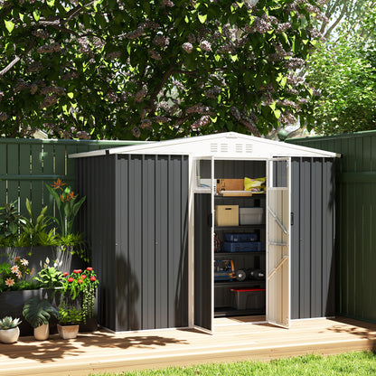 8 x 4 ft Garden Storage Shed, Outdoor Metal Shed, Dark Grey