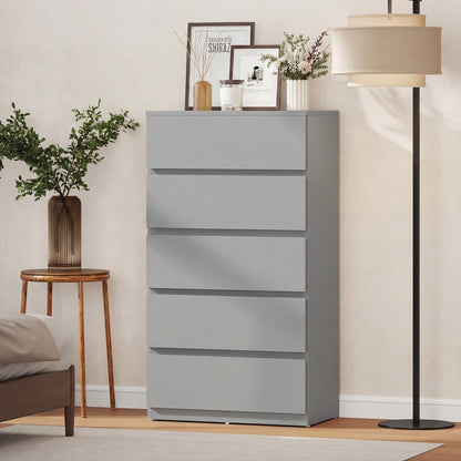 Bedroom Chest of Drawers, 5 Drawers Dresser, Drawer Unit, Grey
