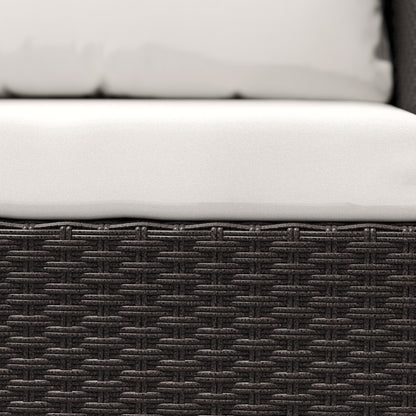 3PCS Rattan Bistro Set Glass Top Table and Chairs with 4 Cushions Brown