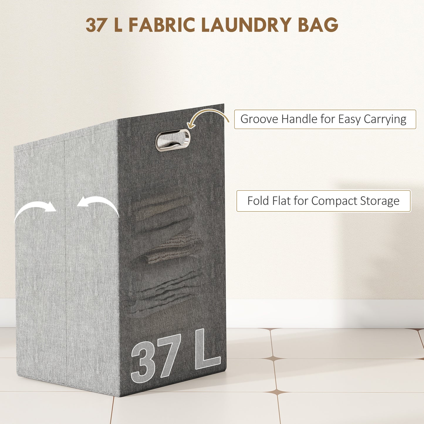Removable 37L Laundry Hamper with Bamboo Bathroom Storage Cabinet