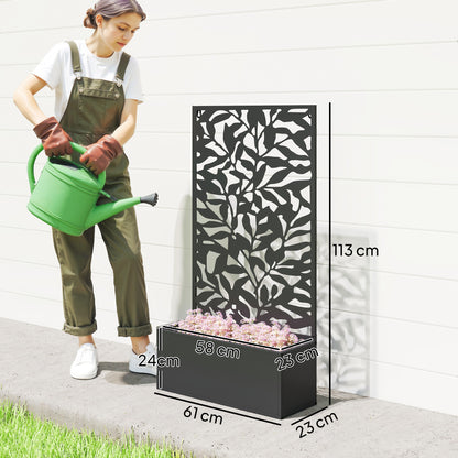 Metal Garden Bed with Trellis, Raised Planter with Privacy Panel