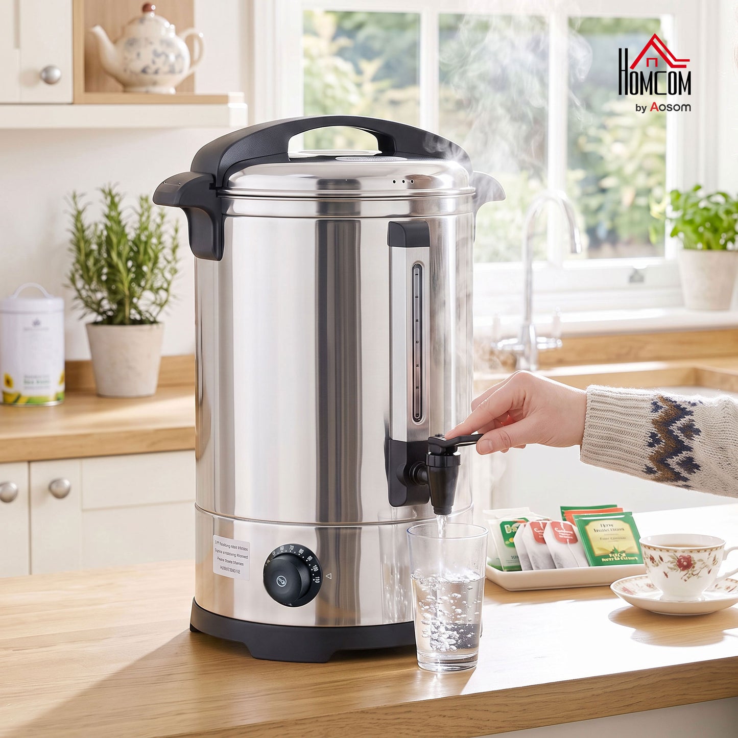 6.5L Catering Urn, 1500W Stainless Steel Tea Urn with Keep Warm