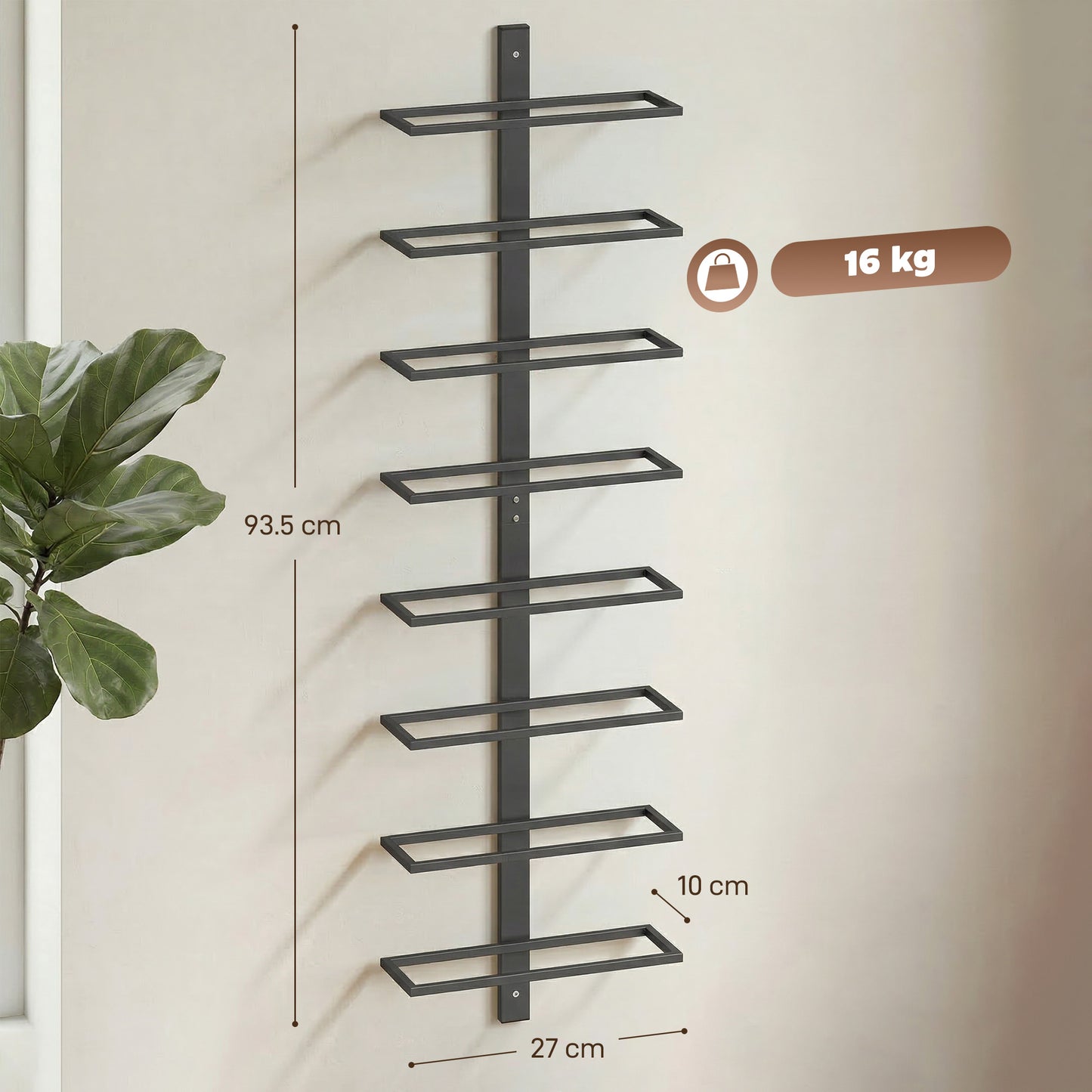 Wall Mount Wine Rack for 8 Wine Bottles, Black