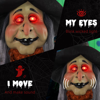 Outdoor Halloween Animatronic with Sound Activated, Light Up Eyes