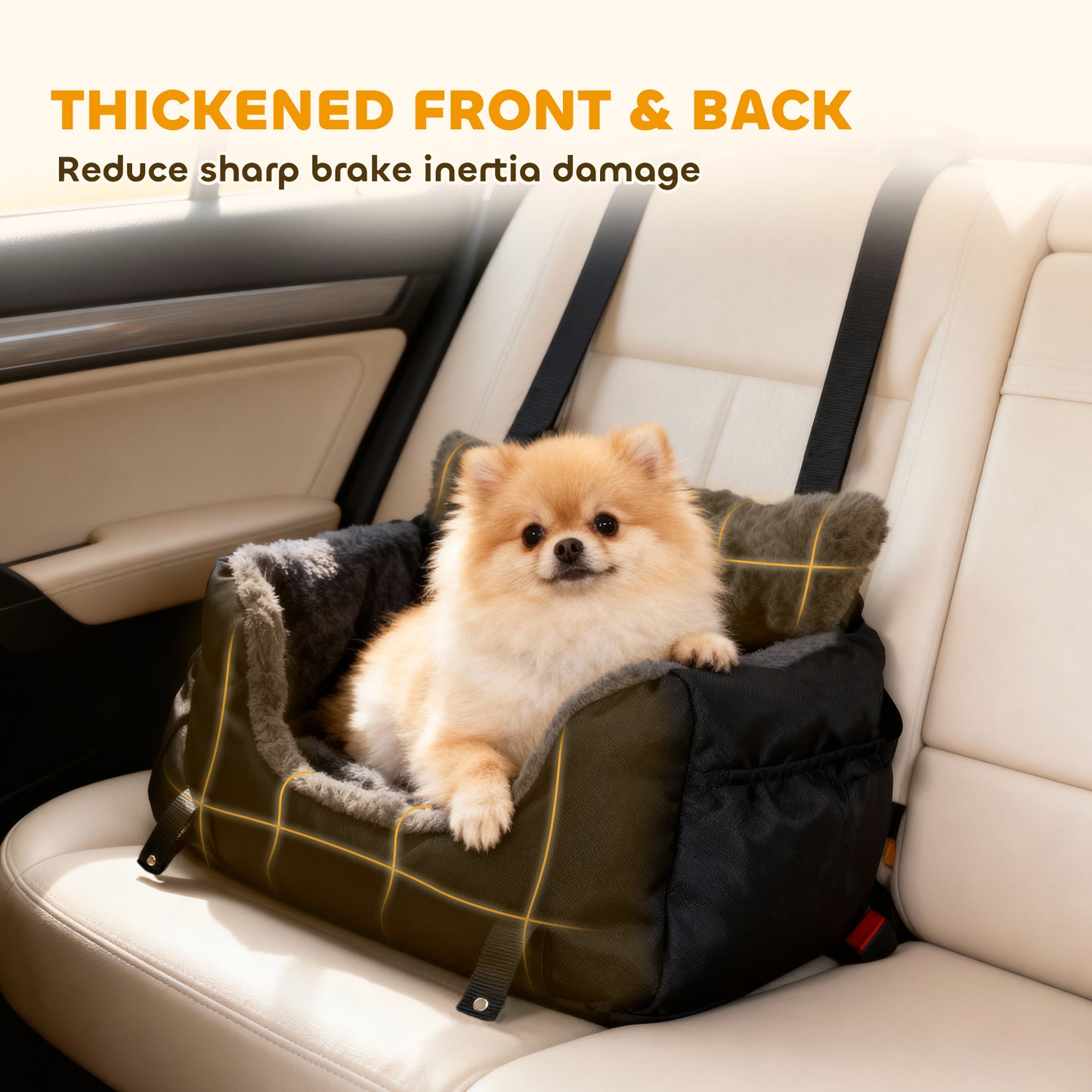 Dog Car Seat for Small Dogs, Dog Booster Car Seat with Fixed Buckle