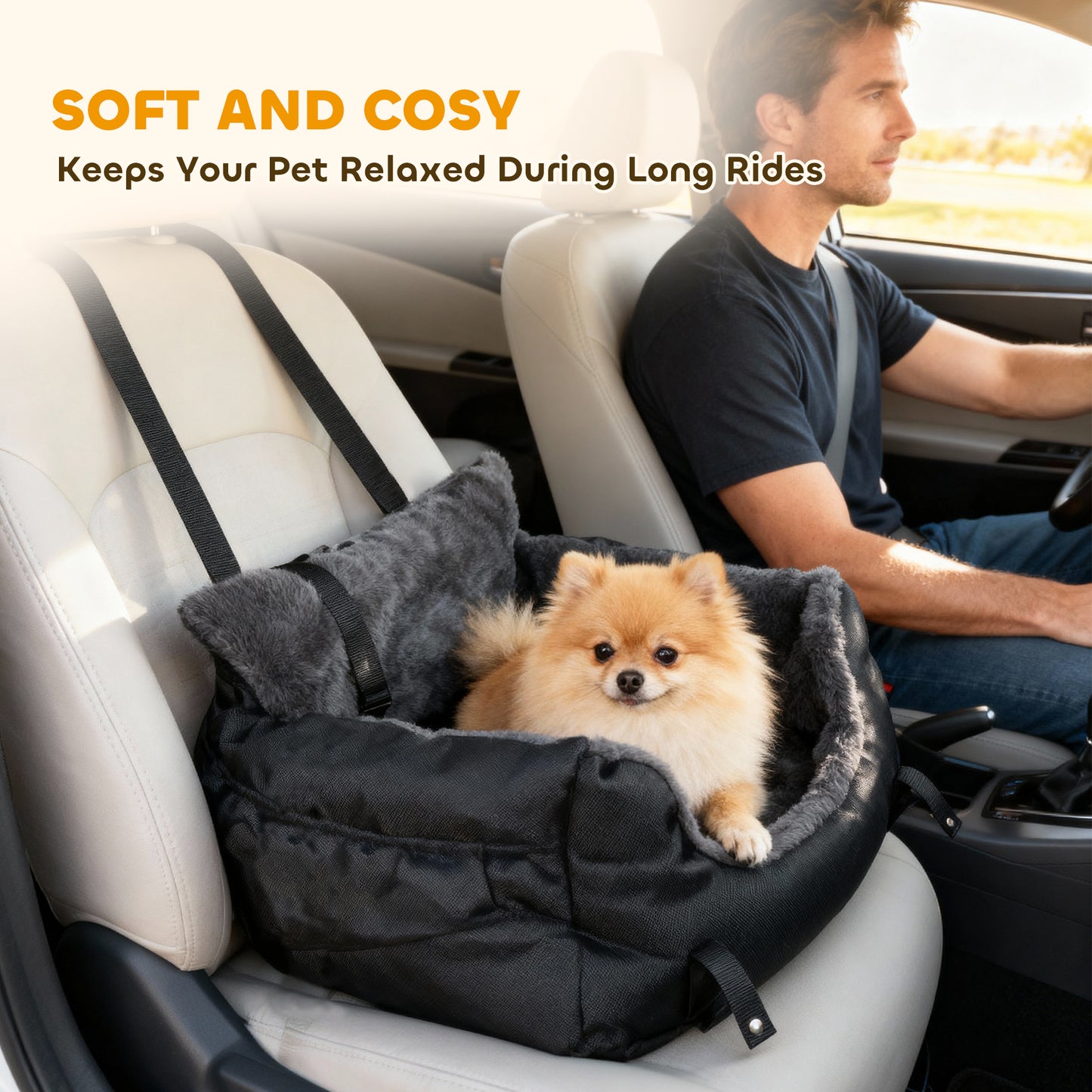 Dog Car Seat for Small Dogs, Dog Booster Car Seat with Fixed Buckle