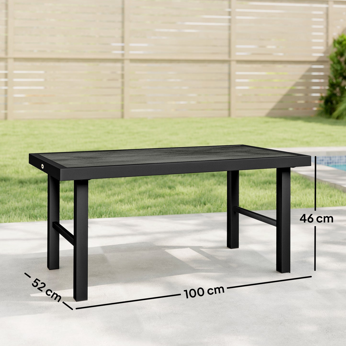 Garden Coffee Table with SPC Woodgrain Tabletop, Dark Grey