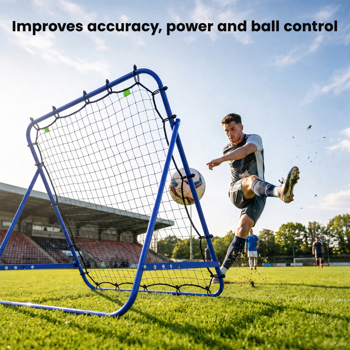 Rebounder Net Adults Football Training Aid Adjustable Blue