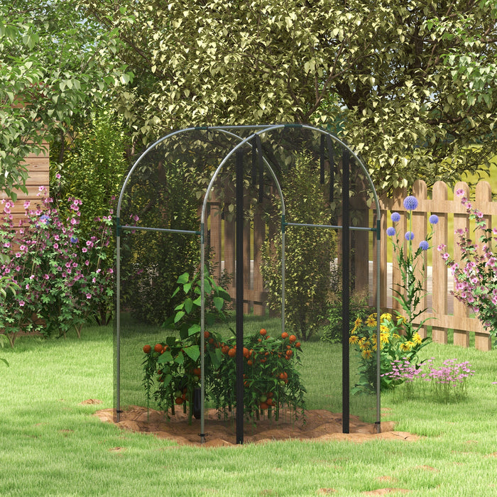 Galvanised Steel Fruit Cage, Plant Protection Tent with Zipped Door, 1.2 x 1.2 x 1.9m, Black