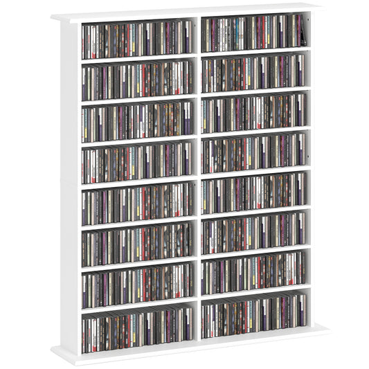 CD Storage Unit DVD Tower Blu-ray Storage Shelf for Office, White