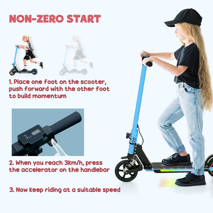 Folding Electric Scooter w/ LED Lights and Display, Blue