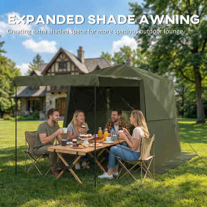 Pop Up Gazebo Waterproof with Awning 2 x 2 m Army Green