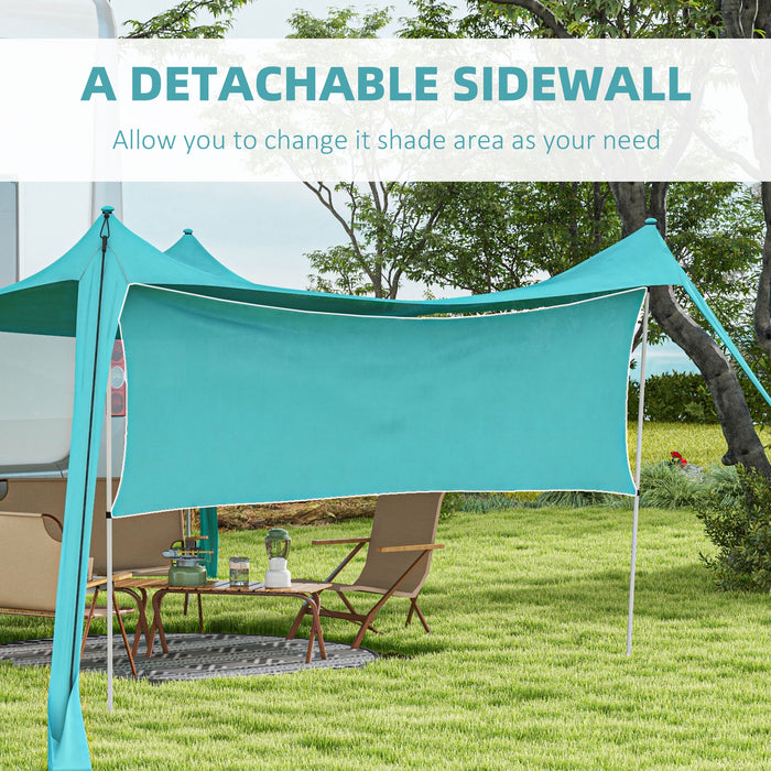 Beach Tent Event Shelter with Detachable Sidewall and Carry Bag, for Camping, Trips, Fishing, Picnics, Sky Blue