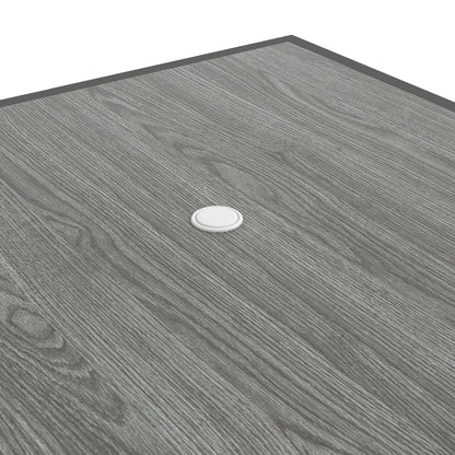 5 Pieces Garden Dining Set with Glass Top Dining Table, Outdoor Umbrella Hole Table and 4 Armchairs w/ Breathable Mesh Fabric Seats