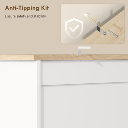 Kitchen Cupboard, Kitchen Cabinet with 2 Cabinets, 2 Drawers, White