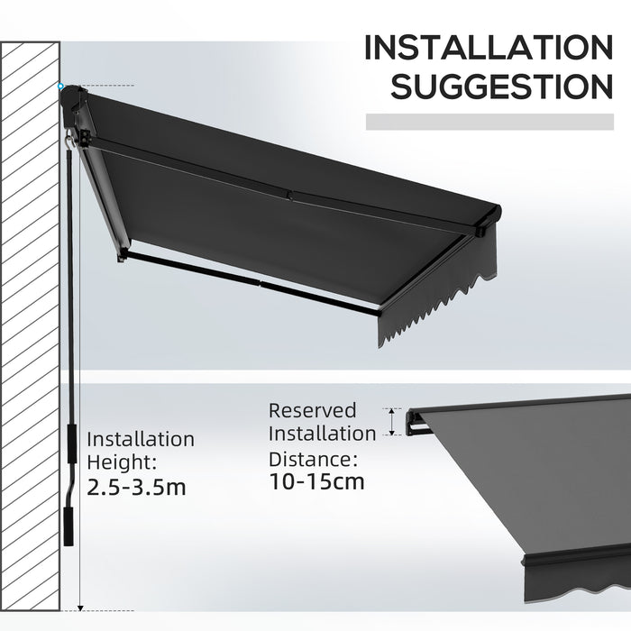 3.5 x 2.5m Aluminium Frame Electric Awning, Retractable Awning Sun Canopies for Patio Door Window, Grey