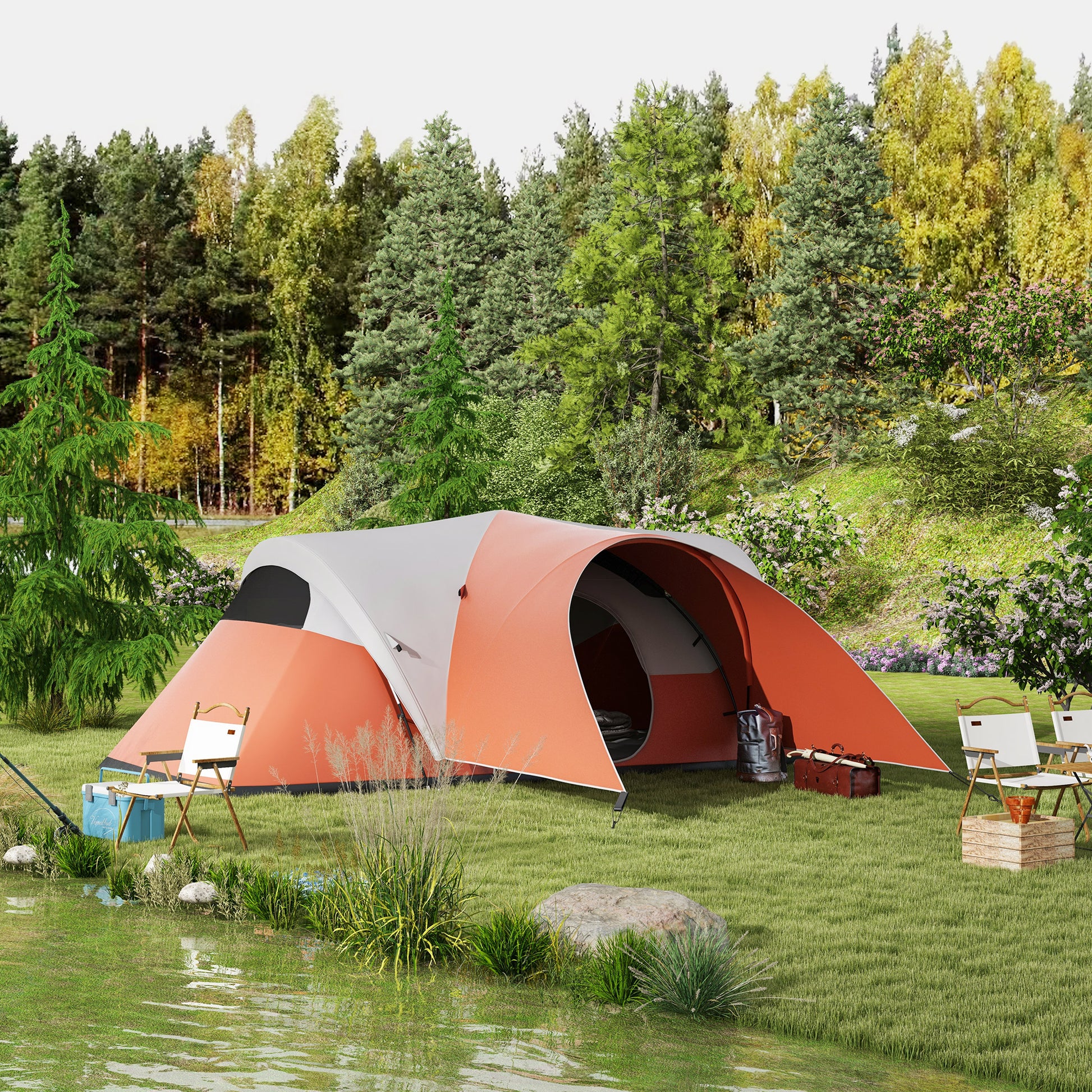 3000mm waterproof tent 3000mm Waterproof Camping Tent w/ Porch & Sewn in Groundsheet, Orange – QuidsIn Superstore