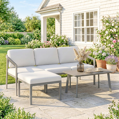3 Piece Garden Dining Set, Outdoor Patio Furniture, Grey