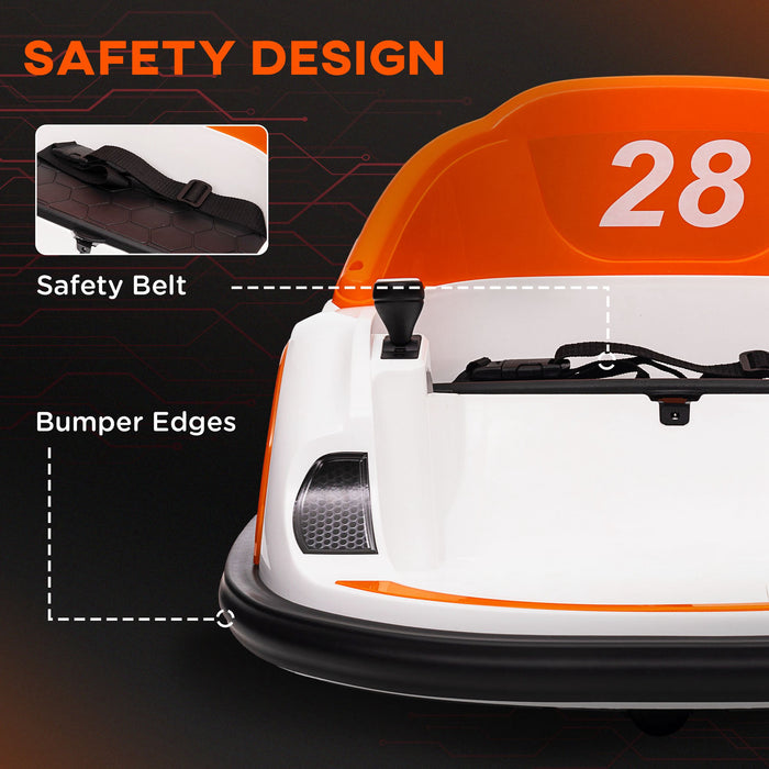 360° Rotation 12V Kids Bumper Car w/ Remote Control - Orange