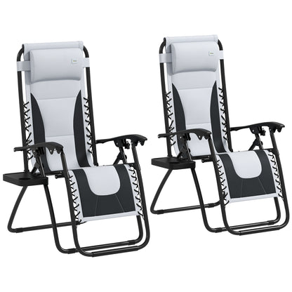 2 Pcs Zero Gravity Lounger Folding Recliner Chair w/ Cup Holder