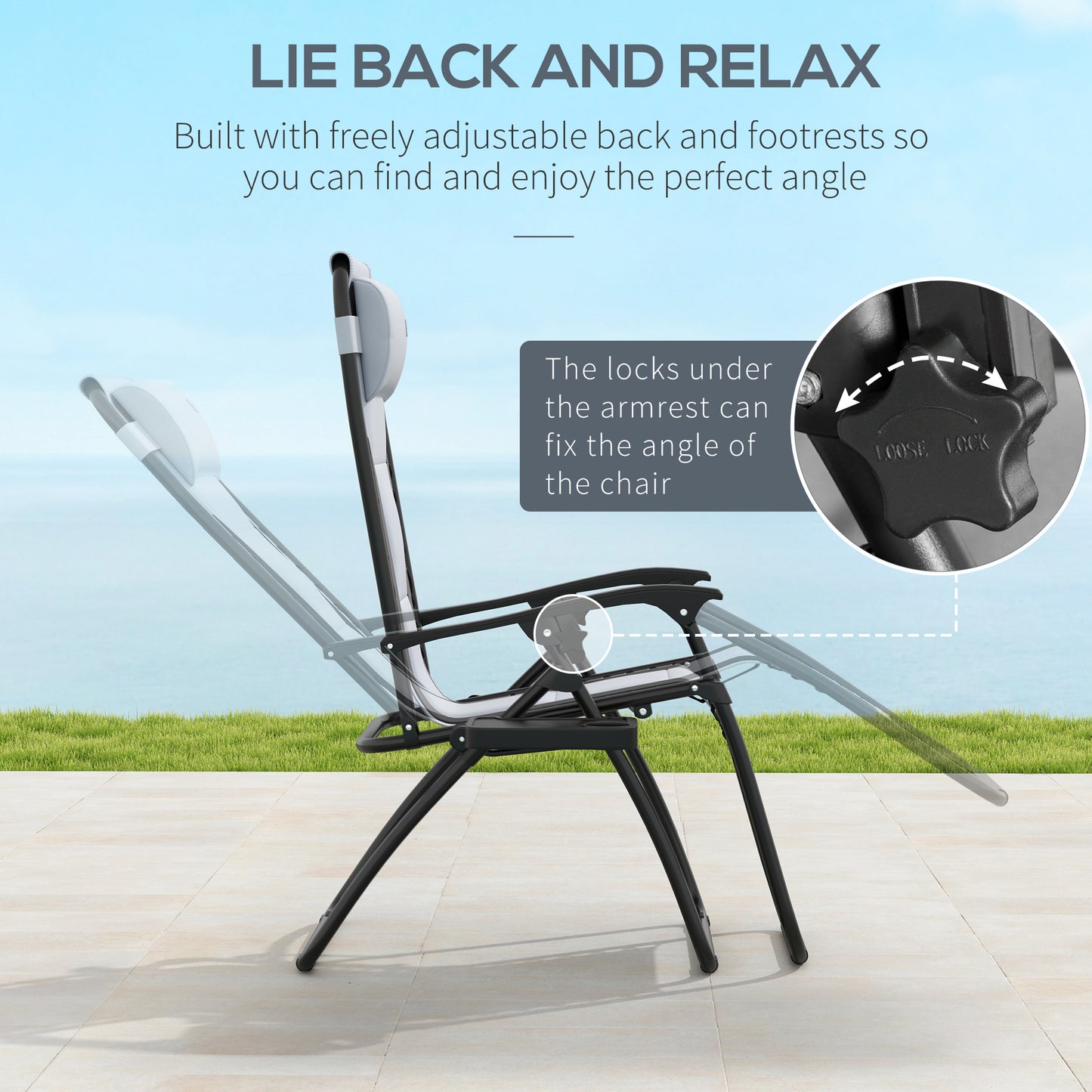 2 Pcs Zero Gravity Lounger Folding Recliner Chair w/ Cup Holder