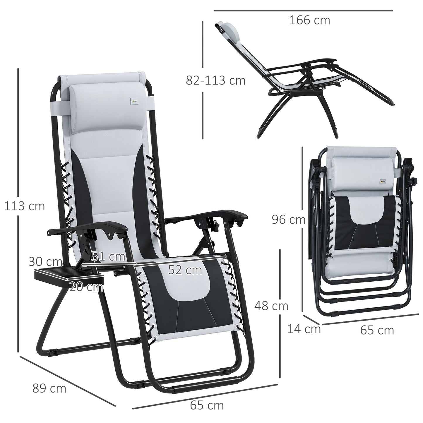 2 Pcs Zero Gravity Lounger Folding Recliner Chair w/ Cup Holder