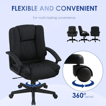 Swivel Executive Office Chair Mid Back Chair w/ Arm, Black