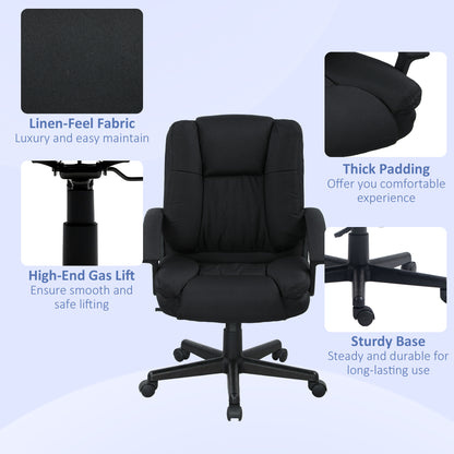 Swivel Executive Office Chair Mid Back Chair w/ Arm, Black