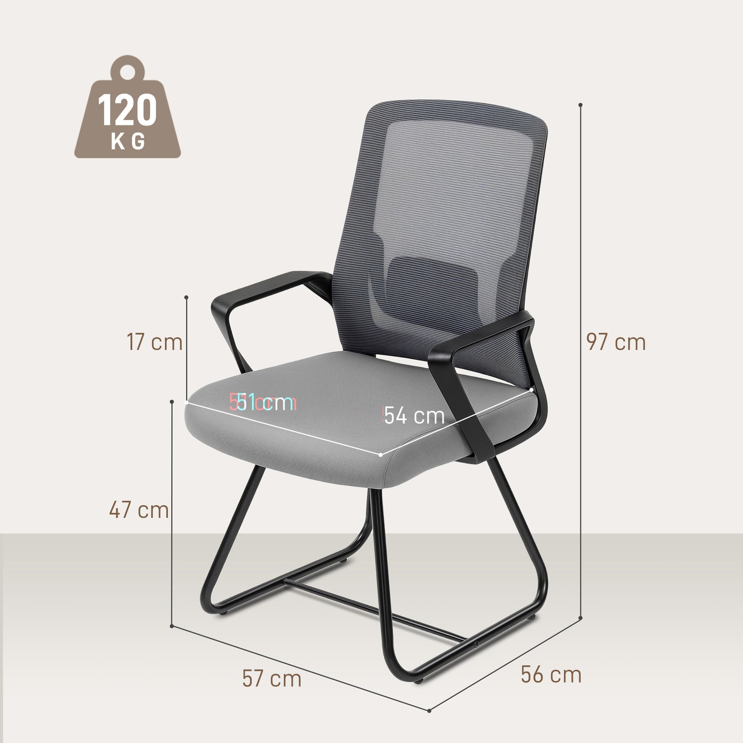 Desk Chair No Wheels, Meeting Chair with Mesh Back for Waiting Room