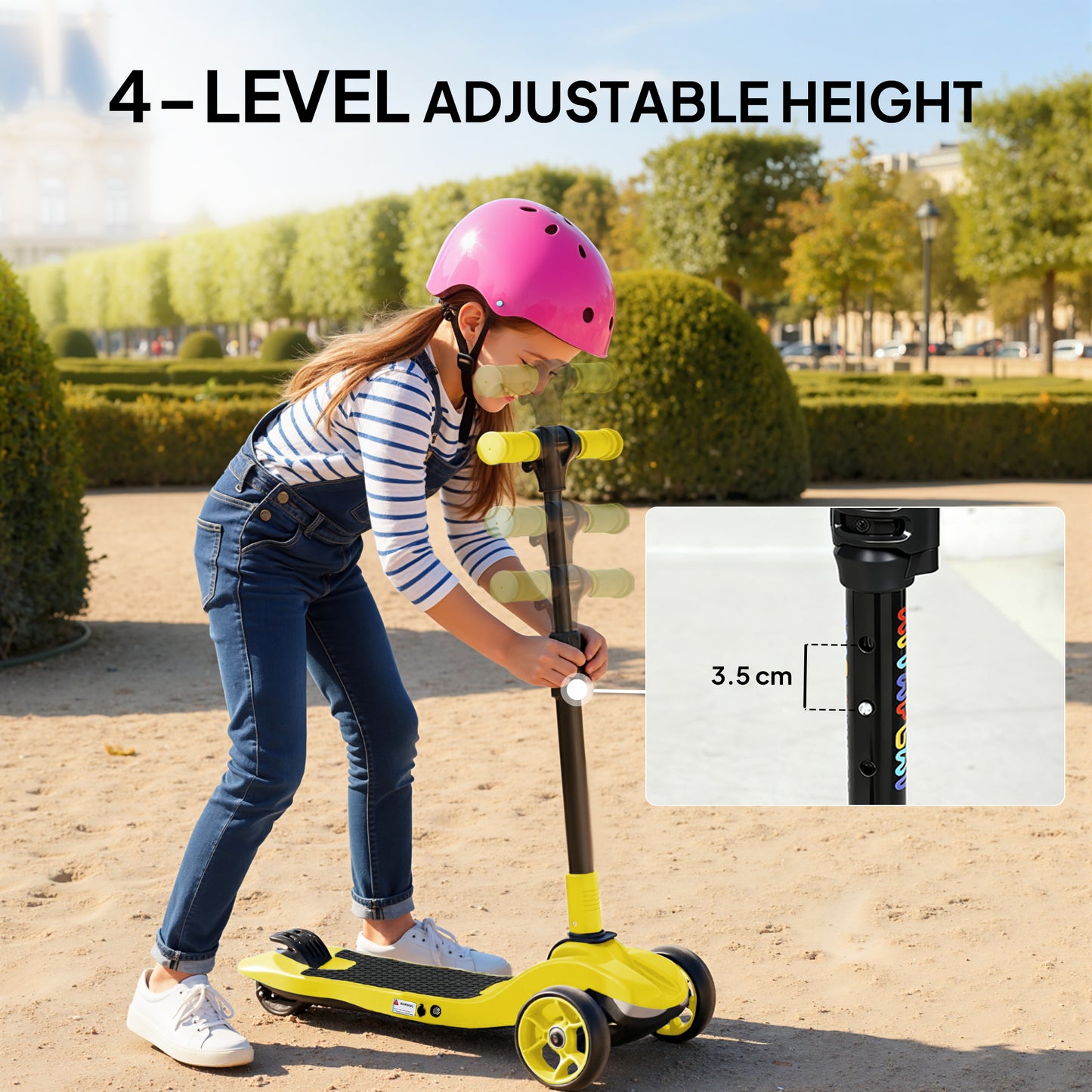 Electric Scooter for Kids, 3 Wheel Foldable Kids Scooter, Yellow