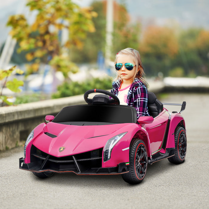 Lamborghini Veneno Licensed Electric Ride-on Car w/ Remote- Pink