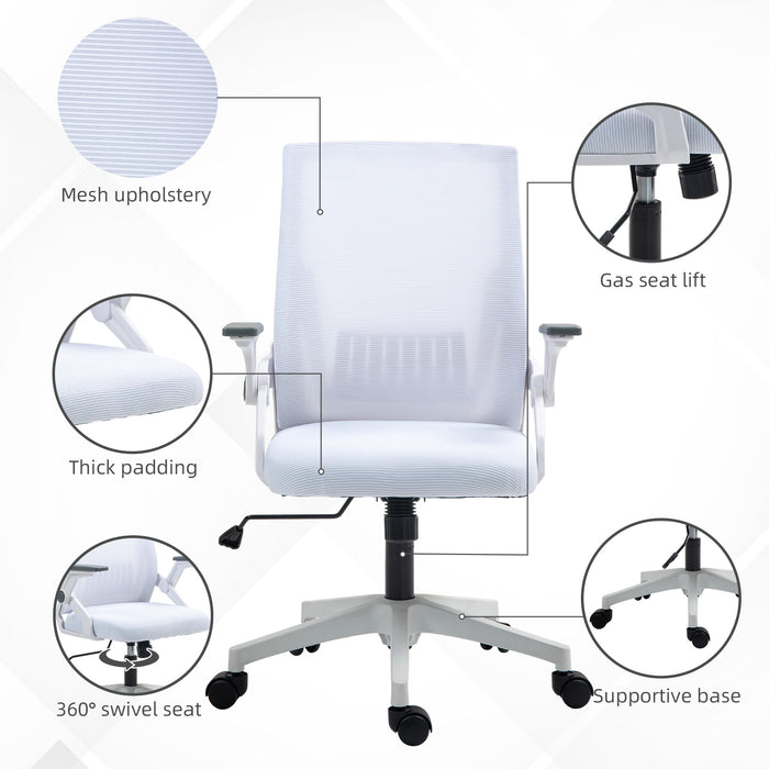 Mesh Office Chair for Home with Lumbar Support, Flip-up Arm, Wheels