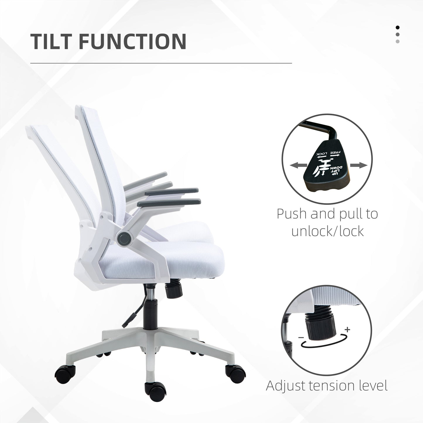 Mesh Office Chair for Home with Lumbar Support, Flip-up Arm, Wheels