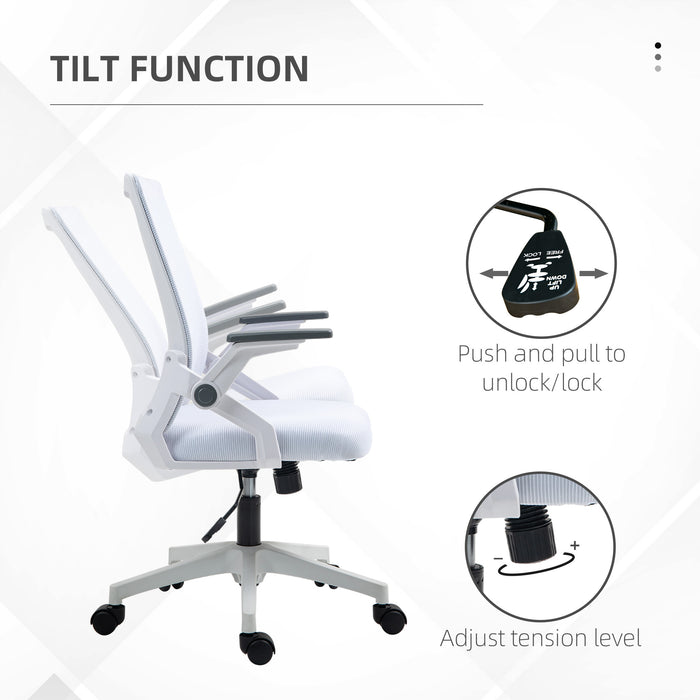 Mesh Office Chair for Home with Lumbar Support, Flip-up Arm, Wheels