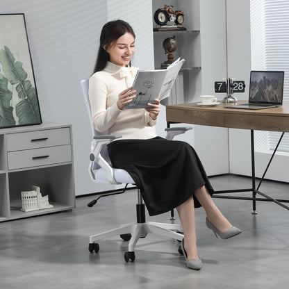 Mesh Office Chair for Home with Lumbar Support, Flip-up Arm, Wheels