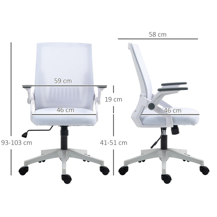 Mesh Office Chair for Home with Lumbar Support, Flip-up Arm, Wheels