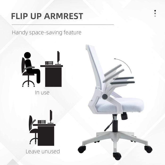 Mesh Office Chair for Home with Lumbar Support, Flip-up Arm, Wheels