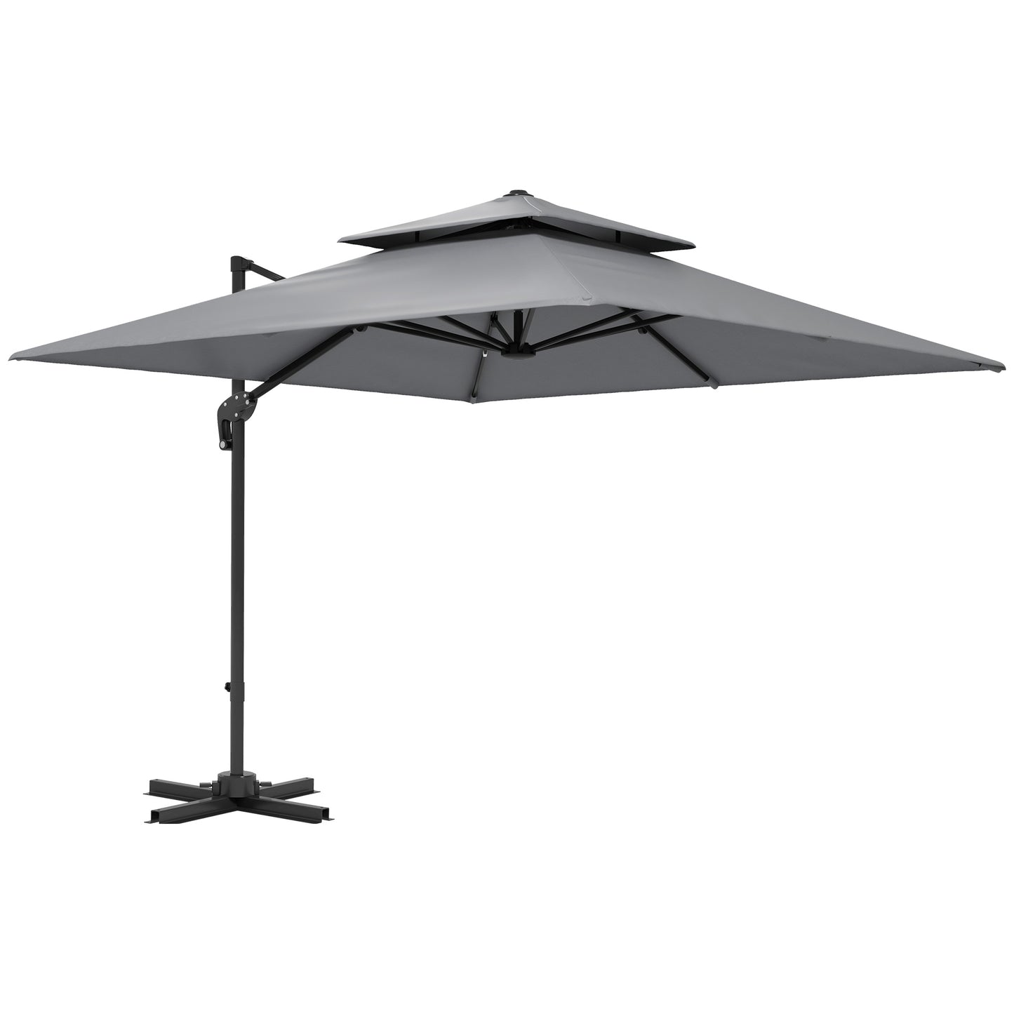 360° Cantilever Parasol Roma Umbrella w/ Base Weights, Light Grey