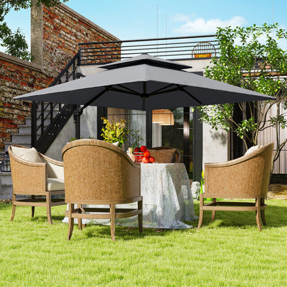 360° Cantilever Parasol Roma Umbrella w/ Base Weights, Light Grey