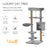 Cat Tree Cat Scratching Post 120cm with Jute Scratching Post Perch Hanging Ball Hammock Teasing Rope Condo Toy Grey