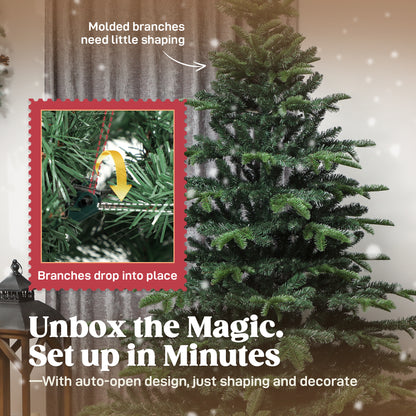 5ft Christmas Tree, Hinged Xmas Tree with Realistic Branches