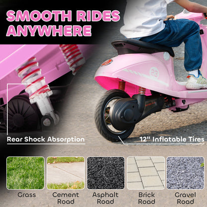 24V Battery Powered Ride on Motorcycle with Manual Throttle, Pink