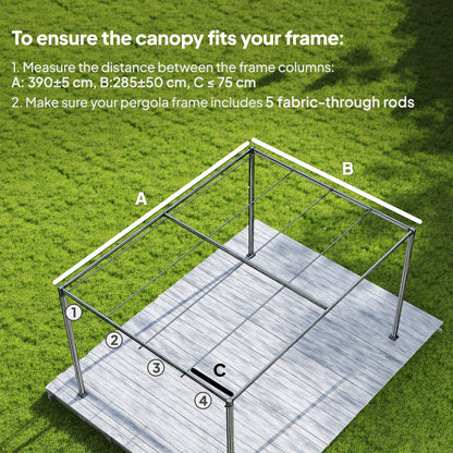 Retractable Pergola Canopy Only for 4 x 3 m Pergola, Dark Grey