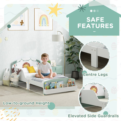 Toddler Bed, Lion-Themed Kids Bed Frame with Storage, Green
