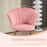 Accent Chair, Velvet Armchair with Lotus Backrest, Steel Legs, Pink