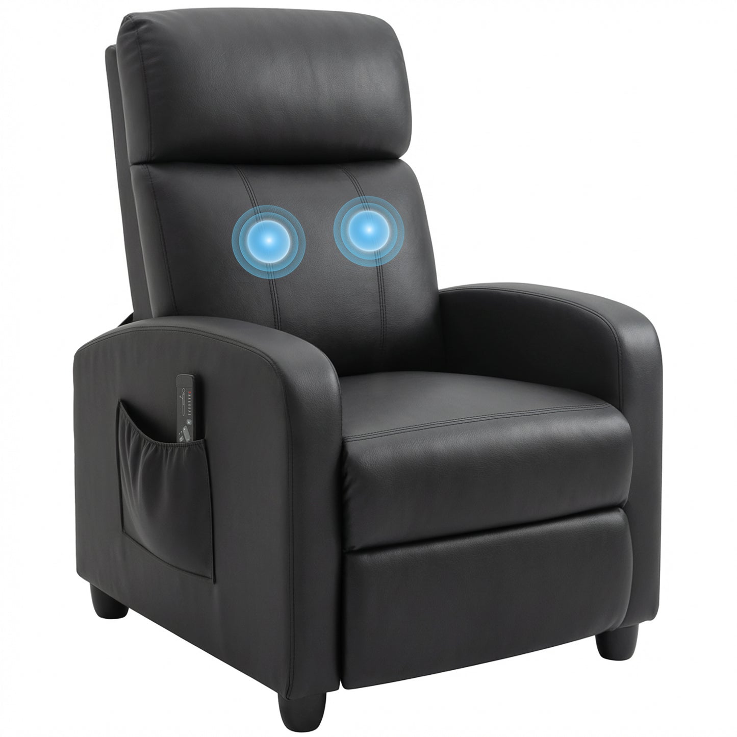 Recliner Sofa Chair PU Leather Massage Armcair w/ Remote Control, Black