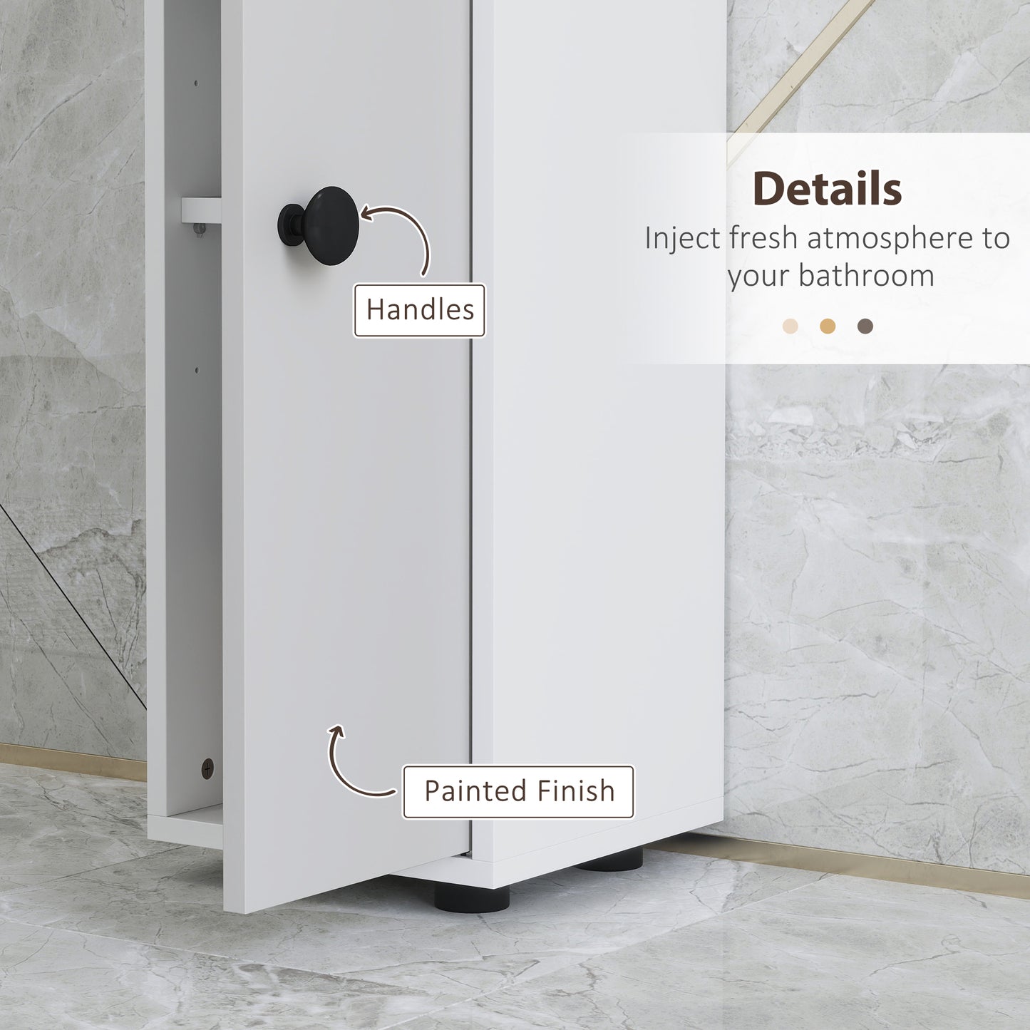 Slim Bathroom Cabinet, Toilet Roll Storage w/ Shelves, Light Grey